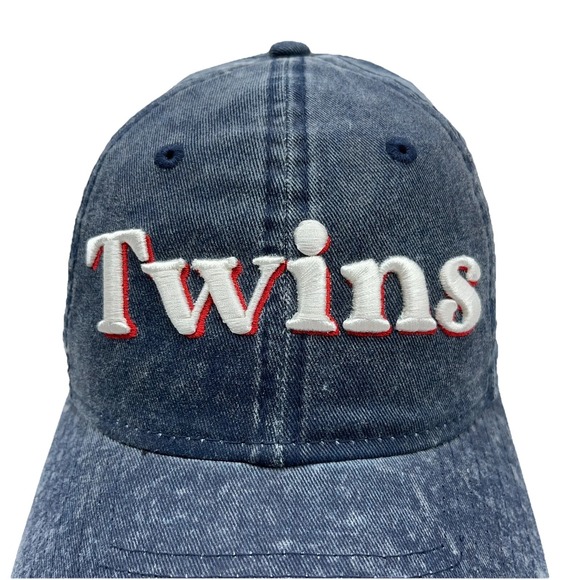Minnesota Twins Hat Cap Strap Back Blue  Spell Out Logo Dad Adjustable Womens - Picture 5 of 9
